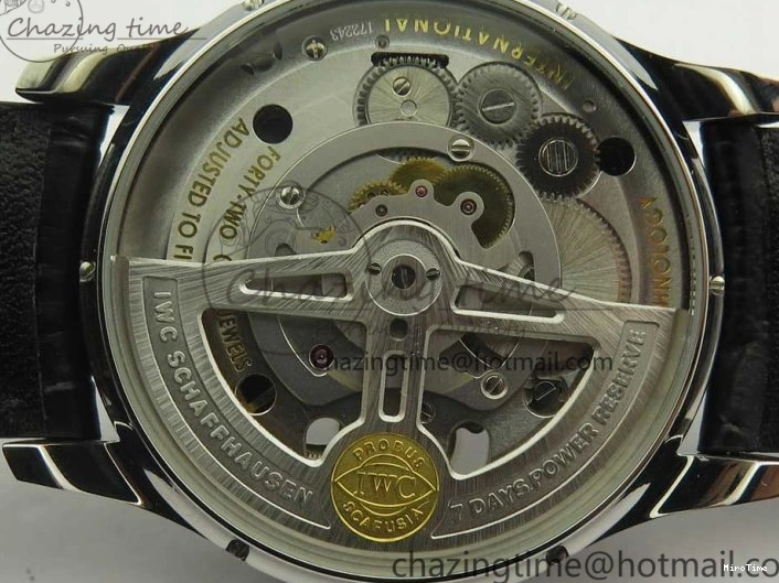 MIROTIME 1218 Efficient Portuguese Tourbillon IW5463 SS ZF Best Edition White Dial on Black Leather Strap 7170